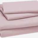 Amazon Basics Kid's Soft, Breathable Microfiber 4-Piece Sheet Set, Full, Light Pink, Solid