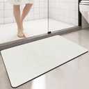 PROOVEELLY Diatomaceous Earth Bath mat Bathroom Rugs Super Absorbent Quick Dry Non Slip Bath Mat Thin Bathroom Floor Mats Fit Under Door-Shower Rug for in Front of Bathtub Shower, Grey, 15.7"*31.4", 3Pack