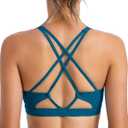 RUNNING GIRL Sports Bras for Women, Medium-High Impact Running Strappy Sports Bra with Removable Pads (Blue, XL)