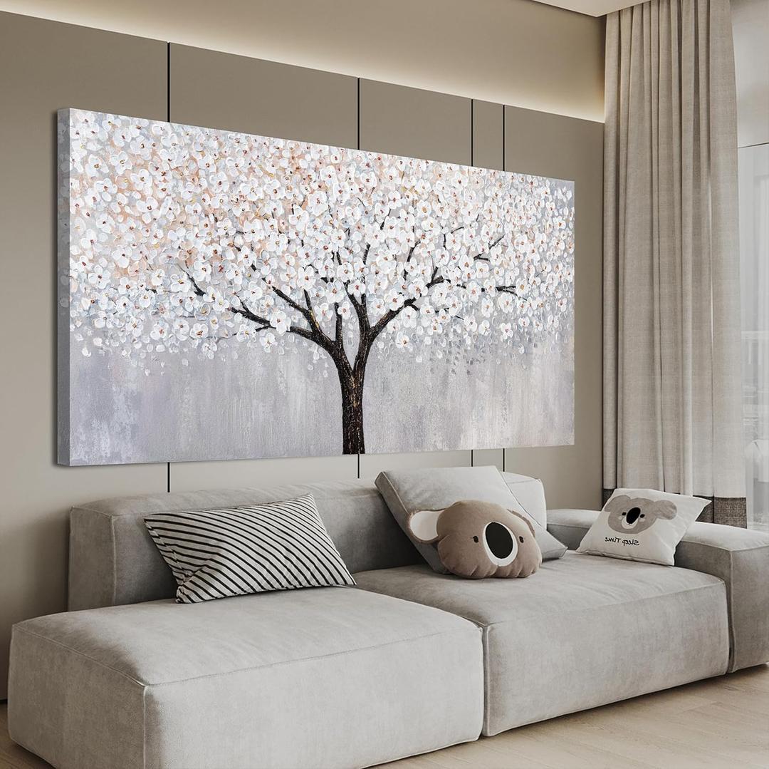 Canvas Wall Art Artwork for Walls Black and White Wall Art Decor Large Tree of Life Wall Art for Living Room Vintage Tree Flower Wall Art Decor Paintings for Room Home Office Wall Decor 29" X 58"