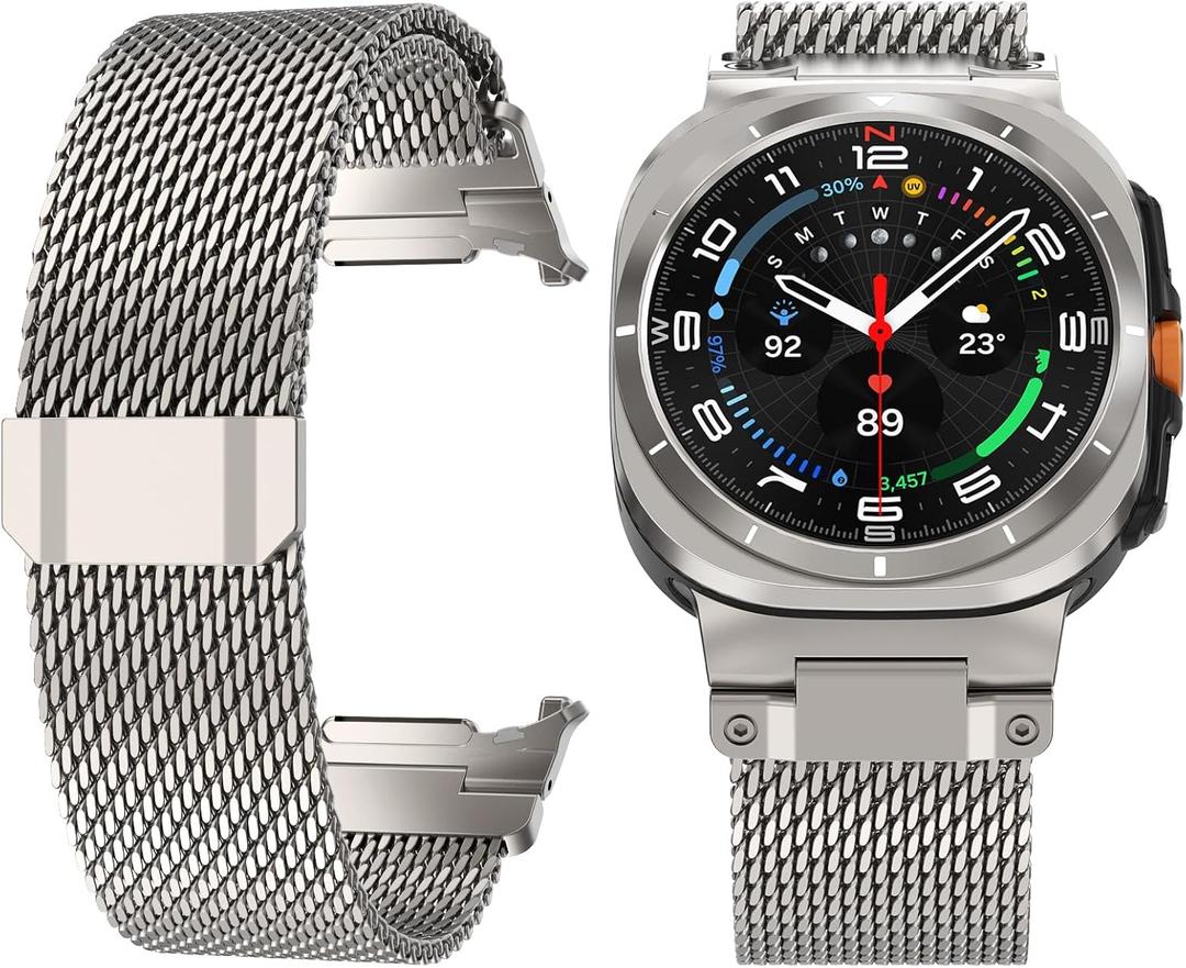 KADES Magnetic Milanese Loop Strap for Galaxy Watch 8 40mm 44mm/ Watch 8 Classic 46mm Watch Ultra/Ultra (2025) 47mm, Stainless Steel Mesh with Strong Magnet Clasp for Galaxy Watch 2025 (Titanium)