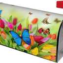 Spring Flower and Butterfly Mailbox Cover Magnetic Tulip Floral Waterproof Mail Wraps Post Letter Box Covers for Outdoor Garden Use 25.5x21 in