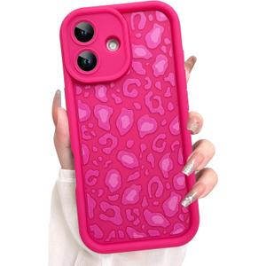 KANGHAR Case Compatible with iPhone 17 Leopard Printed Pattern Cute Cheetah Phone Case Soft TPU Shockproof Protective Cover Designed for iPhone 17 6.3 Inch Hot Pink