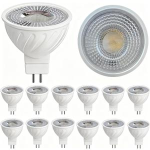MR16 LED Bulb, 12&36V Low-Voltage GU5.3 LED Bulbs, 3000K LED Light Bulbs. Suitable for Road Light, Patio Lights, Track Lights, Outdoor and Indoor Landscape Lighting. 12 -Pack, dimmable. (Striped Pure White)