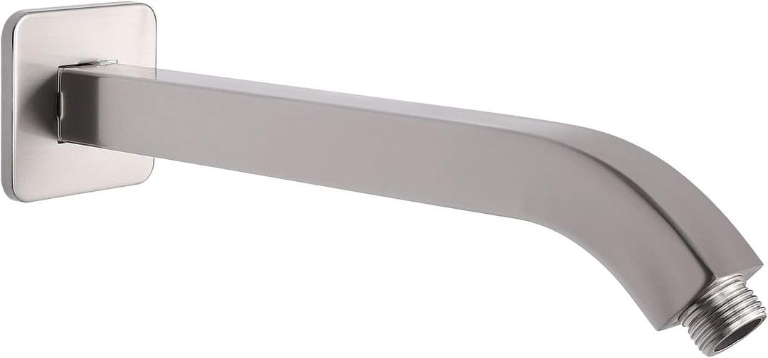Shower Arm with Flange and Teflon Tape, Wall Mounted Square Shower Pipe 304 Stainless Steel Extension Arm for Fixed Shower Head & Handheld Shower (10 Inch, Brushed Nickel)