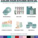 COOK WITH COLOR Mixing Bowls with Lids - 12 Piece Plastic Nesting Bowls Set includes 6 Prep Bowls and 6 Lids, Microwave Safe Mixing Bowl Set, Mint Embossed