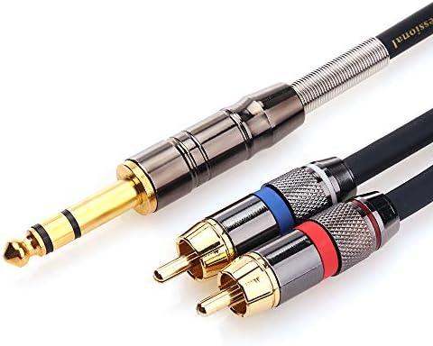 Tisino 1/4 to RCA Cable, Quarter inch TRS to RCA Audio Cable 6.35mm Stereo Jack to Dual RCA Insert Cable Y Splitter Cabl - 1.6 feet/50 cm