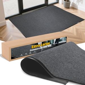 Entrance Mat for Home or Office - 3 x 5 Feet, Carpeted Indoor/Outdoor Entry Mat - Absorbent, Slip Resistant, Heavy Duty, Low-Profile, Easy to Clean, Rubber Entry Mat - Charcoal