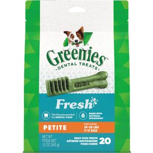 Greenies Petite Dental Dog Treats, Fresh Flavor, 12 oz. Pack (20 Treats) BB 11/24/26