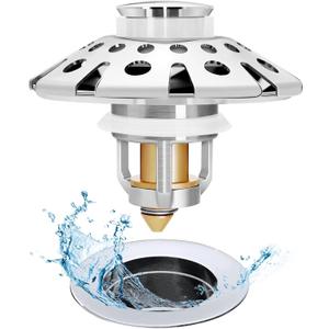 Bathroom Sink Stopper,Sink Hair Catcher,Bathroom Sink Drain Strainer Pop Up Drain Cover Plug,Universal for 1.1 to 1.65in Sink Drain Hole
