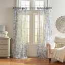 Elrene Home Fashions Westport Floral Tie-Top Sheer Window Curtain Panel, 52" x 84" (1), Indigo