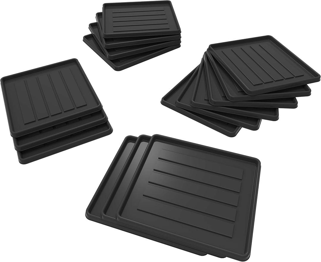 Storex School Locker - Office Cubicle Boot Tray, 12.38 x 11 x 0.8 Inches, 18-Pack, Black (00802B18S), Small