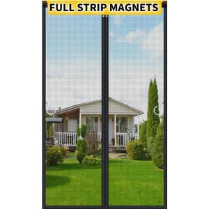 Upgraded Magnetic Screen Door, Heavy Duty Fiberglass Mesh, Quick Close Full Strip Magnets, Door Screen Magnetic Closure for Single Door Size 34 x 82 Inch, Screen Door Size 36 x 84 Inch Black