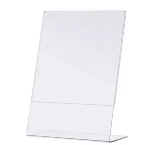 Acrylic Sign Holder with Plastic Base 3 Pack L/T Shape Vertical or Slant Back Display for Wedding, Restaurant, Store, Office, Hote