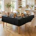 PARTISKY Black Spandex Square Tablecloths 60x60 Inch, Wrinkle Free Fitted Card Table Cloth Stretch Square Table Cover for Kitchen Dinner, Holiday Party, Wedding Banquet, Display Trade Show