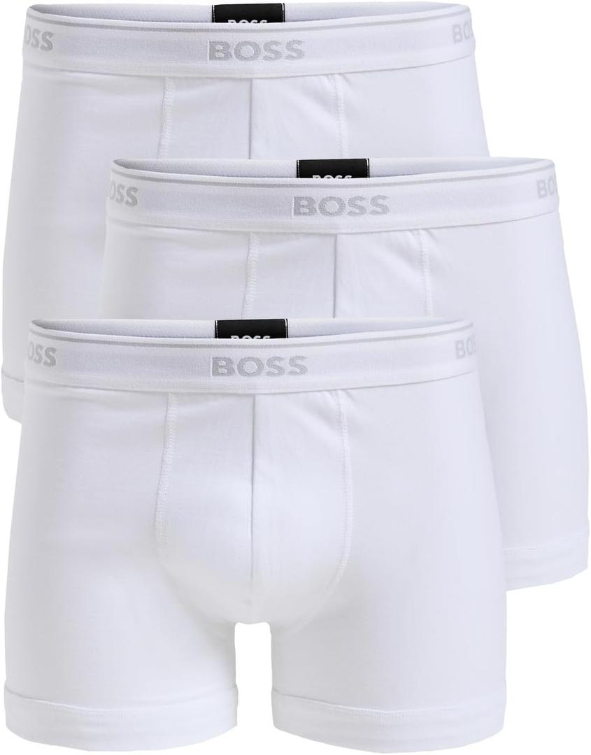 BOSS Men's Classic Cotton 3 Pack Boxer Briefs, XL Size (White, XL)