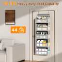 Over The Door Organizer, Over the Door Storage with 5 Large 10 Side Pockets, Hanging Door Organizer 44 lb Load Behind Door Storage, Hanging Shelf for Closet Wall Bedroom Bathroom Nursery, 5-Tier Grey