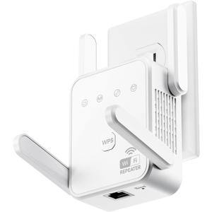 1200Mbps WiFi Extender Signal Booster for Home, Dual Band 5GHz/2.4GHz Wireless Internet Repeater with 4 External Antennas, Covers Up to 3600 Sq.ft & Supports 80 Devices, AP Mode with Ethernet Port