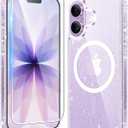FNTCASE for iPhone 17 Case Clear: Magnetic Phone Cases Compatible with Magsafe Slim Anti Yellowing Military Grade Drop Protection Rugged Protective Transparent Cell Cover (B-Glitter Magnetic)