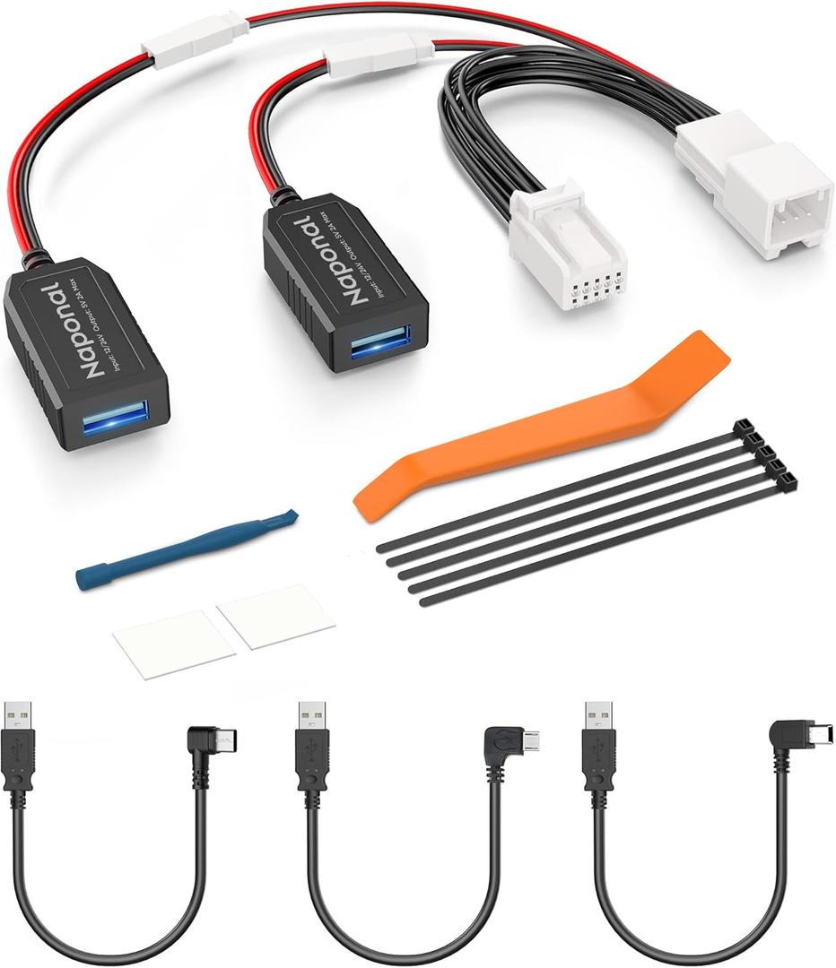 GPS Dash Cam Power Adapter, (10Pin Type H Connector)Mirror Camera Radar Charger Station GPS Dashcam Charger Cable for Select Hyundai/Kia,Genesis,Niro and More with Auto-dimming Rearview Mirror