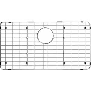 iPEGTOP Sink Protector Grid, 28-3/8" x 14-3/16" Stainless Steel Sink Bottom Grid Rear Drain with Corner Radius 3/8", Sink Grate with Hole Cover for Kitchen Sink Single Sink Bowl, One-Piece
