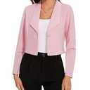 MINTLIMIT Cropped Blazer for Women Long Sleeve Lapel Open Front Casual Work Office Blazers Suit Jacket (Pink, Size XL)