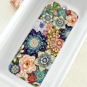 Bathtub Mat Non Slip, Bohemia Extra Long Bath tub Mat Shower Floor Mat with Suction Cups and Drain Holes for Adults Kids Elderly 40 X 16 Inch