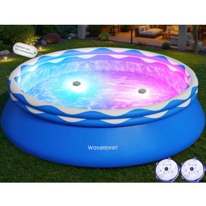 Easy Set Pool with Pool Lights, Upgraded Above Ground Pool,Large Inflatable Swimming Pool for Adults Round Pool,Quick Set Inflatable Top Rings Above Ground Swimming Pool 8ftx30in