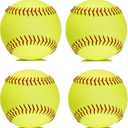 Official Size 12" Softballs - Fastpitch Practice & Training Balls, Leather Covered