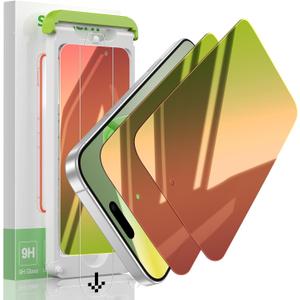 2 Pack Privacy Screen Protector Compatible for iPhone 17 Pro, Red to Green Gradient Anti-Spy Glass Film, Shatterproof, Anti-Scratch, Touch Sensitive, No Bubbles Installation Tool