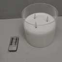 Homemory 6X6'' Extra Large Flameless Candle with 3 Wicks, Glass LED Pillar Candle, Real Wax Battery Operated Candle with Remote Control and Timer, Pure White