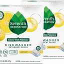 Seventh Generation Dishwasher Detergent Packs Lemon Scent 2 Pack for Sparkling Dishes Dishwasher Tabs 45 Count