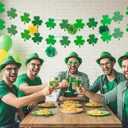 11pcs St Patricks Day Decorations with Window Clings Shamrock Banner Acrylic Heart Shamrocks Decorations for Home Decor