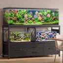 Heybly 55-75 Gal Fish Tank Stand with Drawer, Power Outlet, Black HAS005BK