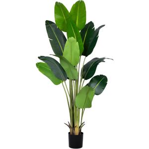 Artificial Bird of Paradise Plant 7Ft Fake Tropical Palm Tree with 17Trunks Faux Banana Leaf Trees in Pot for Home Indoor Outdoor Office Modern Decor Housewarming (1pack)