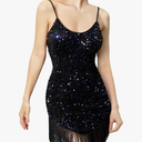 YESSA Women's Flapper Dresses 1920s,V Neck Great Gatsby Dresses Sequin Fringe Dress for Cocktail/Party/Prom/Club/Wedding Size L