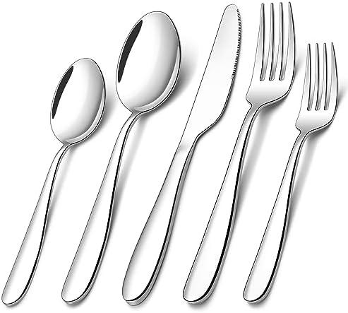 40-piece Silverware Set for 8, Stainless Steel Flatware Cutlery Set, Kitchen Utensil Tableware sets Include Spoon, Fork & Knife for Home, Dishwasher Safe