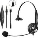 Callez Wired Computer Headset, 3.5mm Cell Phone Headset with Mic Noise Cancelling, USB-C Headphone for PC Laptop Mac iPhone Samsung Zoom Teams Call Center Home Office Work, in-line Controls