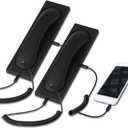 2 Pack Retro Phone Handset for Cell Phone, 3.5mm Vintage Telephone Receiver with Microphone and Speaker, Anti Radiation Handset, Old School Landline Adapter for Mobile Cellphone, Black