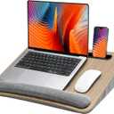 HUANUO Portable Lap Laptop Desk with Pillow Cushion, Fits up to 15.6 inch Laptop, with Anti-Slip Strip & Storage Function for Home Office Students Use as Computer Laptop Stand, Book Tablet (Medium, Wood Grain)