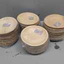 ECO SOUL Palm Leaf Like Bamboo Plates, 6 Inch Round, 100 Pack Bulk Disposable Appetizer & Dessert Tableware, Compostable Biodegradable Natural Wooden Small Party Plates for Wedding, Catering, Events