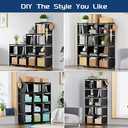 Mavivegue Book Shelf, 12 Cube Storage Organizer, DIY Bookcase, Metal Cube Bookshelf, Cubbies Closet Storage Organizer Shelves for Bedroom,Living Room,Home,Office (12-Grid, Black)
