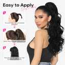 REECHO Ponytail Extension, 18" Claw Clip Ponytail Extension Wavy Ponytails Hair Extensions Jaw Clip on Pony Tails Natural Synthetic Hairpiece for Women Daily, Dark Ash Blonde with Golden Ends