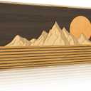 IARTTOP Large Wall Art for Living Room 3D Framed Wood Abstract Mountain Landscape Wall Decor Sun Rising on the Horizon Artwork Home Bedroom Office 20x40 Inch (Dark Brown and Yellow)