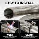 Long Exhaust Flex Pipe, Stainless Steel Flexible Exhaust Tube for Generator, Heater, and Automotive Repair, Heavy Duty Corrosion Resistant Corrugated Pipe(1.25" ID x 72")