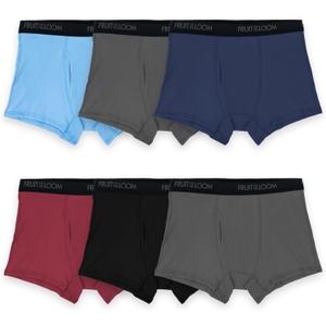Fruit of the Loom Men's 4-way Stretch Boxer Briefs | Lightweight & Moisture Wicking Underwear | Long Leg, Regular Leg & Trunk (M)