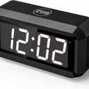 Alarm Clock,Digital Alarm Clock for Bedrooms,Battery Operated Clock,Adjustable 3 Brightness,1.2 inch LED Time Display, 12/24Hr, Cordless,Snooze (Black-White led)