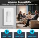 BESTTEN 3 Pack Slide Dimmer Light Switch, Quiet Rocker, Super Slim Single Pole or 3 Way Dimmable Switch, Max 300W LED, CFL, 600W Incandescent, ETL Listed, White