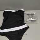WDIRARA Women's 2 Piece Color Block Tankini Set Bandeau Strapless Ruched Bathing Swimsuit (X-Large, Black and White)