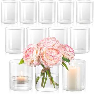 DYMFADFB 12pcs Glass Cylinder Vases for Centerpieces - 4 Inch Small Flower Vase for Wedding Decorations, Clear Glass Flower Vases Floating Candle Holder for Table Centerpiece Wedding Home Décor
